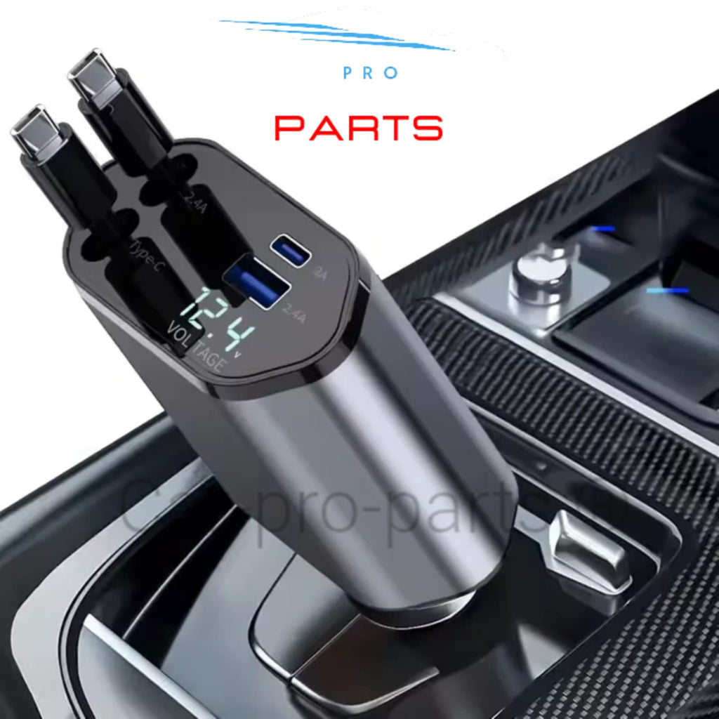 Car Charger Retractable USB Type C - / Fast Charger Cable For IPhone Xiaomi Huawei Samsung ( 4 in 1 )